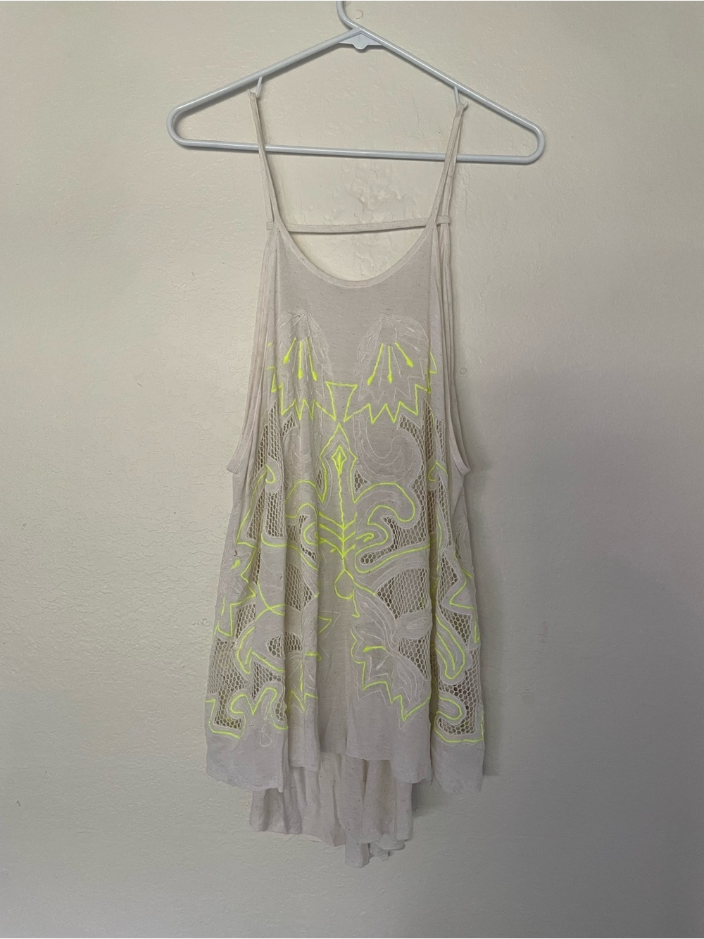 Flowy embroidered mesh tunic tank